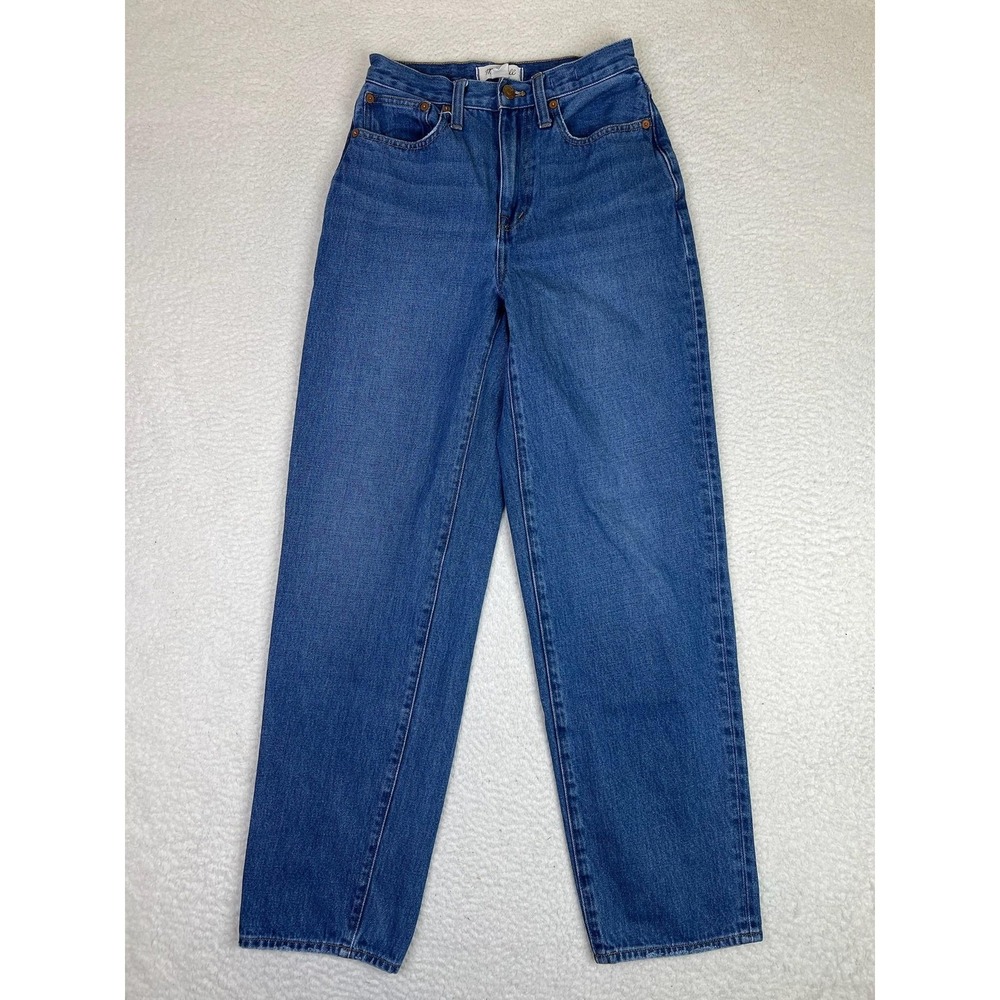 Madewell Baggy Straight Jeans Womens 24 Blue Medium Wash High Rise Relaxed Denim